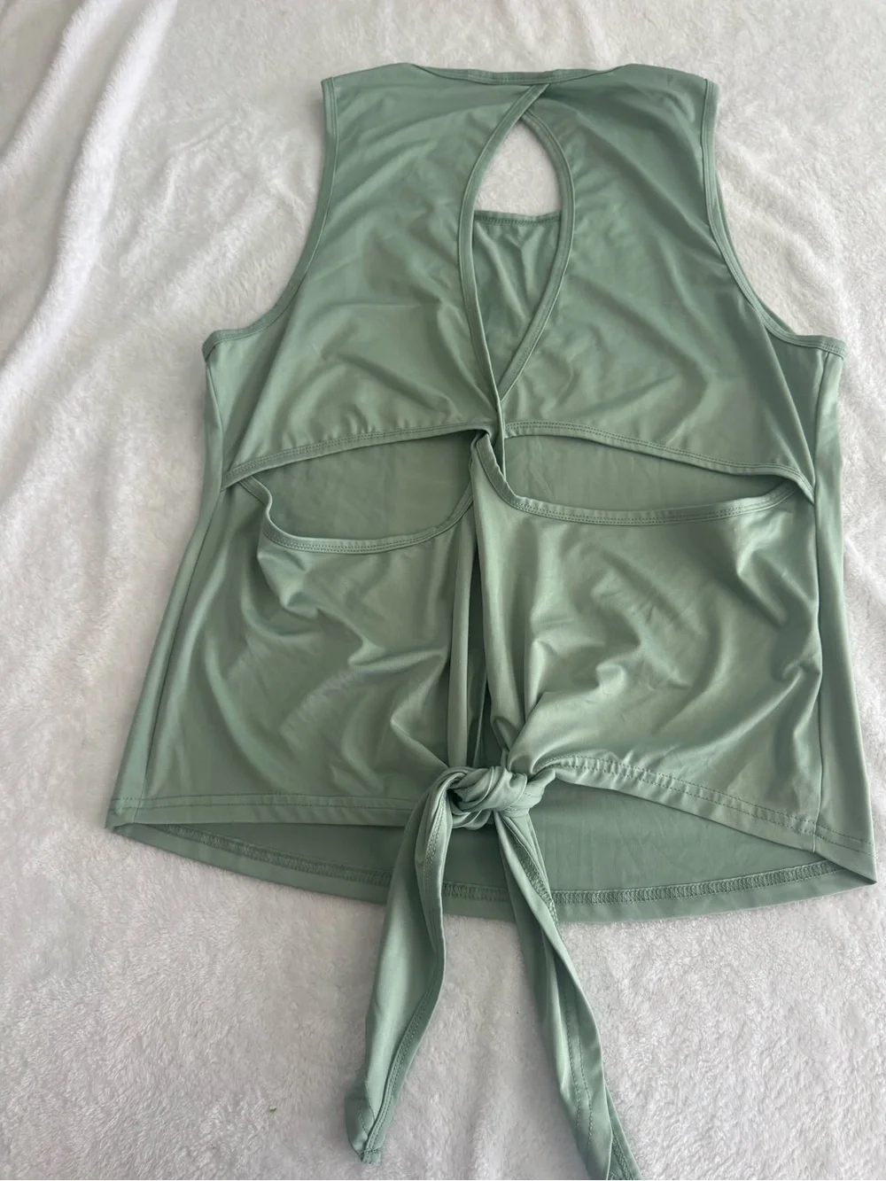Women’s Sage Green Tank Top with Tie Back